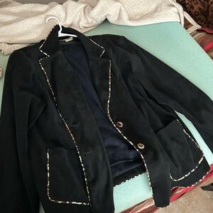 Dressbarn Black Blazer with Patterned Trim